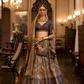 EKKTARA Stitched Designer Navy Blue And Golden Shade Lehenga Choli Set