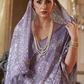 EKKTARA Saree For Women Light Purple Colour Soft Linen Cotton Saree With Unstitched Blouse