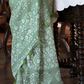 EKKTARA Saree For Women Green Colour Soft Linen Cotton Saree With Unstitched Blouse