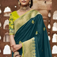 EKKTARA Saree For Women Pine Green Colour Designer Paithani Saree With Unstitched Designer Blouse