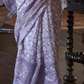 EKKTARA Saree For Women Light Purple Colour Soft Linen Cotton Saree With Unstitched Blouse