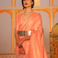 EKKTARA Saree For Women Light Orange Colour Saree With Unstitched Blouse