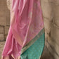 EKKTARA Saree For Women Light Pink Colour Soft Silk Handloom Weaving Saree With Unstitched Blouse