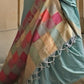 EKKTARA Saree For Women Sea Green Colour Soft Silk Handloom Weaving Saree With Unstitched Blouse