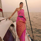 EKKTARA Saree For Women Fuschia Pink Colour Satin Two Tone Handloom Weaving Saree With Unstitched Blouse