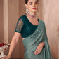 EKKTARA Saree For Women Sage Green Colour Designer Party Wear Saree With Unstitched Blouse