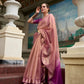 EKKTARA Saree For Women Copper Pink Colour Pure Tissue Saree With Designer Pallu And Unstitched Blouse