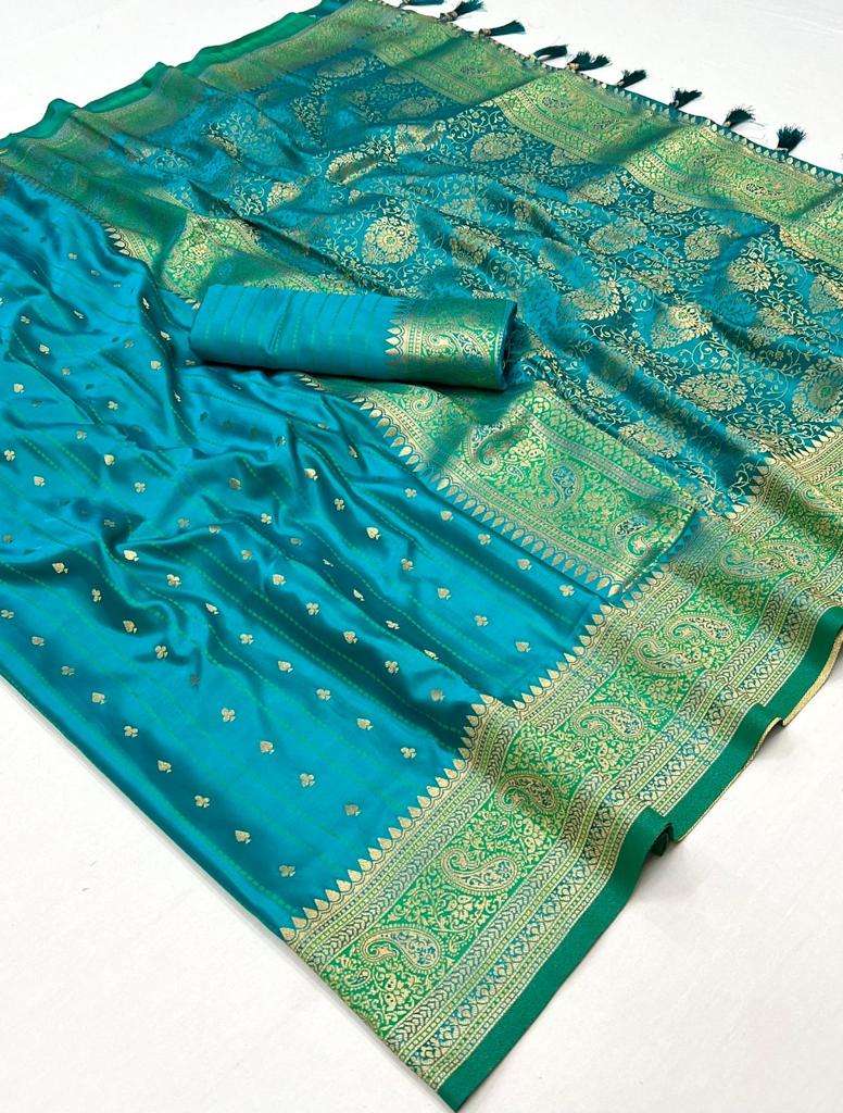 EKKTARA Saree For Women Green Colour Handloom Weaving Silk Saree With Unstitched Blouse