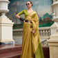 EKKTARA Saree For Women Golden Green Colour Pure Tissue Saree With Designer Pallu And Unstitched Blouse