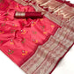 EKKTARA Saree For Women Pink Colour Silk Handloom Weaving Saree With Unstitched Blouse