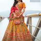 EKKTARA Semi Stitched Designer Orange Multicolour Colour Lehenga Choli Set