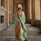 EKKTARA Saree For Women Light Green Colour Silk Handloom Weaving Saree With Unstitched Blouse