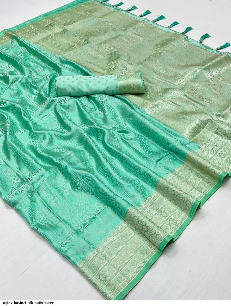 EKKTARA Saree For Women Light Green Colour Silk Handloom Weaving Saree With Unstitched Blouse