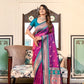 EKKTARA Saree For Women Purple Colour Peshwai Paithani Silk Saree With Unstitched Blouse