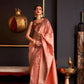 EKKTARA Saree For Women Peach Colour Handloom Weaving Silk Saree With Unstitched Blouse