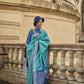 EKKTARA Saree For Women Turquoise Colour Soft Silk Handloom Weaving Saree With Unstitched Blouse