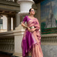 EKKTARA Saree For Women Copper Pink Colour Pure Tissue Saree With Designer Pallu And Unstitched Blouse