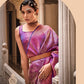 EKKTARA  Saree For Women Purple Colour Handloom Silk Zari Saree With Unstitched Blouse
