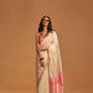 EKKTARA Saree For Women Cream Colour Handloom Weaving Silk Saree With Unstitched Blouse