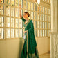 EKKTARA Saree For Women Green Colour Pure Satin Handwoven Saree With Zari Weaving And Unstitched Blouse