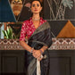 EKKTARA Saree For Women Black Colour Party Wear Designer Handloom Weaving Saree With Unstitched Blouse