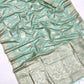 EKKTARA Saree For Women Light Green Colour Silk Handloom Weaving Saree With Unstitched Blouse