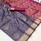 EKKTARA Saree For Women Bluish Grey Colour Soft Silk Handloom Weaving Saree With Unstitched Blouse