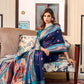 EKKTARA Saree For Women Blue Colour Peshwai Paithani Silk Saree With Unstitched Blouse