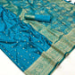 EKKTARA Saree For Women Stone Blue Colour Handloom Weaving Silk Saree With Unstitched Blouse