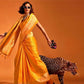 EKKTARA Saree For Women Saffron Yellow Colour Handloom Weaving Silk Saree With Unstitched Blouse