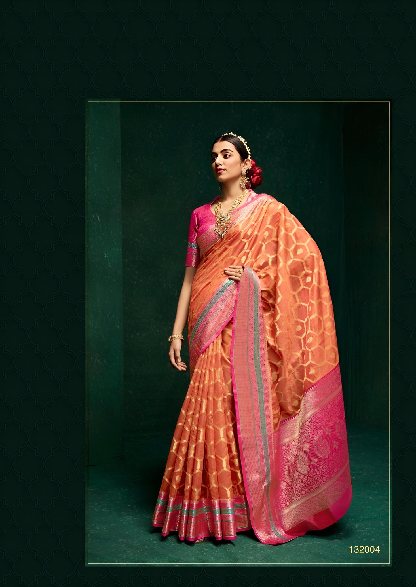 EKKTARA Saree For Women Peach Colour Cotton Silk Saree With Unstitched Blouse