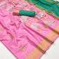 EKKTARA Saree For Women Pink Colour Silk Handloom Weaving Saree With Unstitched Blouse