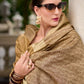 EKKTARA Saree For Women Golden Colour Pure Tissue Saree With Designer Pallu And Unstitched Blouse