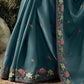 EKKTARA Saree For Women Teal Blue Colour Dola Silk Saree With Designer Unstitched Blouse