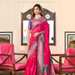 EKKTARA Saree For Women Pink Colour Peshwai Paithani Silk Saree With Unstitched Blouse