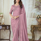 EKKTARA Saree For Women Rose Gold Colour Designer Party Wear Saree With Unstitched Blouse