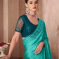 EKKTARA Saree For Women Aqua Green Colour Designer Party Wear Saree With Unstitched Blouse