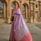 EKKTARA Saree For Women Lavender Colour Silk Handloom Weaving Saree With Unstitched Blouse