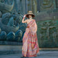 EKKTARA Saree For Women Peach Colour Kashmiri Handloom Weaving Organza Saree With Unstitched Blouse