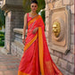 EKKTARA  Saree For Women Orange Colour Soft Silk Handloom Weaving Saree With Unstitched Blouse