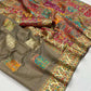 EKKTARA Saree For Women Tortilla Brown Colour Kashmiri Silk Handloom Weaving Saree With Unstitched Blouse