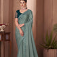 EKKTARA Saree For Women Sage Green Colour Designer Party Wear Saree With Unstitched Blouse