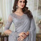 EKKTARA Saree For Women Grey Colour Designer Party Wear Saree With Unstitched Blouse