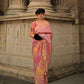 EKKTARA Saree For Women Peach Colour Silk Handloom Weaving Saree With Unstitched Blouse