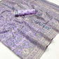 EKKTARA Saree For Women Lavender Colour Kashmiri Handloom Weaving Saree With Unstitched Blouse