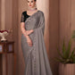 EKKTARA Saree For Women Grey Colour Designer Party Wear Saree With Unstitched Blouse