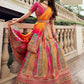 EKKTARA Semi Stitched Designer Yellow Multicolour Colour Lehenga Choli Set