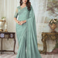 EKKTARA Saree For Women Mint Green Colour Designer Party Wear Saree With Unstitched Blouse