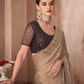 EKKTARA Saree For Women Beige Colour Designer Party Wear Saree With Unstitched Blouse