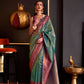 EKKTARA Saree For Women Sea Green Colour Handloom Weaving Silk Saree With Unstitched Blouse